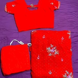 Fully stitched saree blouse- rust color, embroided